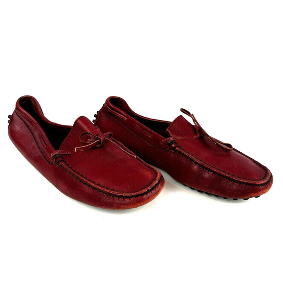Tod's Ferrari Red Leather Driving Moccasins Size 6 / EU 36 Made in Italy Classic - Picture 1 of 13